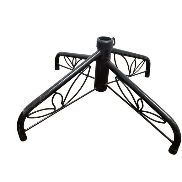 Vintage Metal Christmas Tree Base Metal Stand Black 1.25" Opening Collapsible - Picture 1 of 6